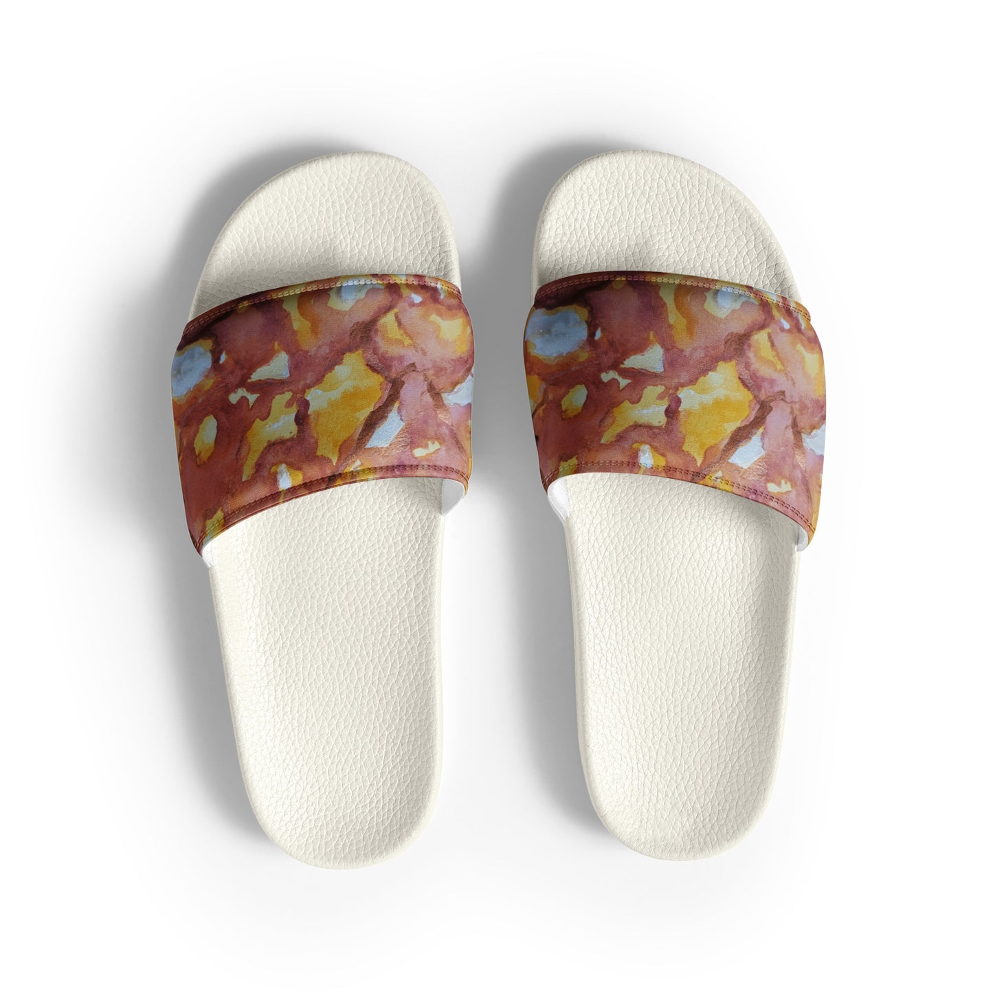 Women's Slides - Sunset Veil - Colorful Abstract Artwork Design Sandals, Wearable Art Shoes