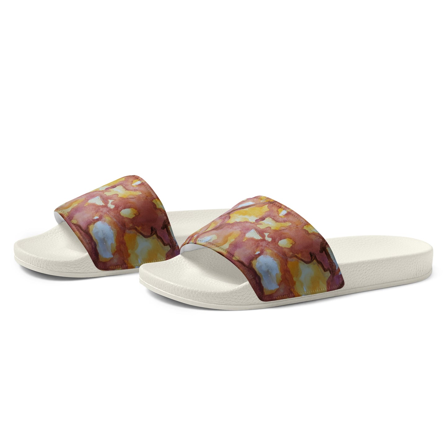 Women's Slides - Sunset Veil - Colorful Abstract Artwork Design Sandals, Wearable Art Shoes