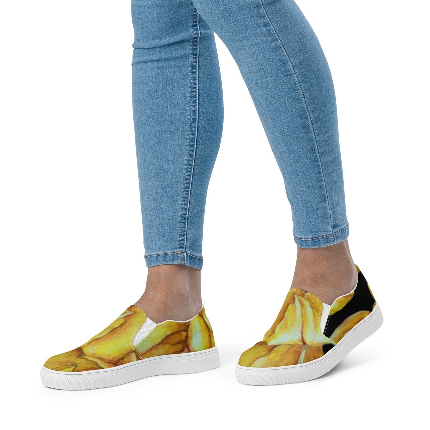Women’s Slip-on Canvas Shoes - Sunny Blooms: Yellow Gladiola Artwork Design
