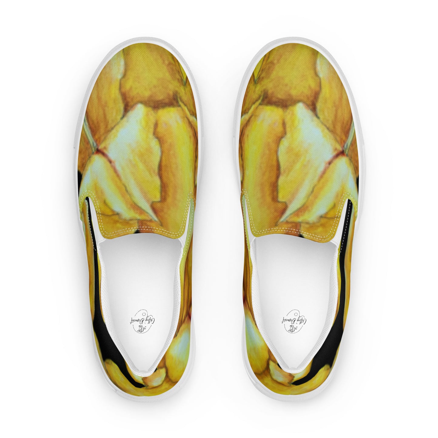 Women’s Slip-on Canvas Shoes - Sunny Blooms: Yellow Gladiola Artwork Design