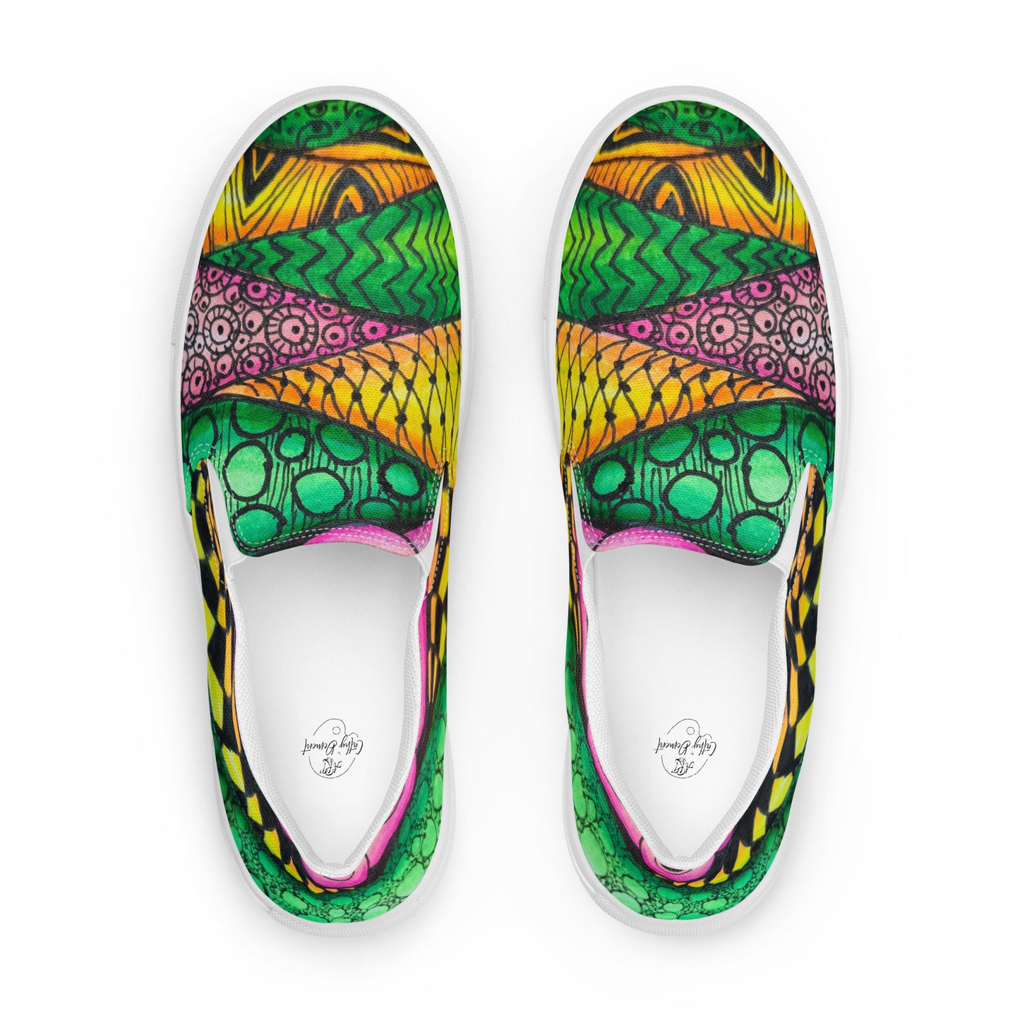 Women’s Slip-on Canvas Shoes - Zen Bloom - Colorful Zentangle Artwork Design