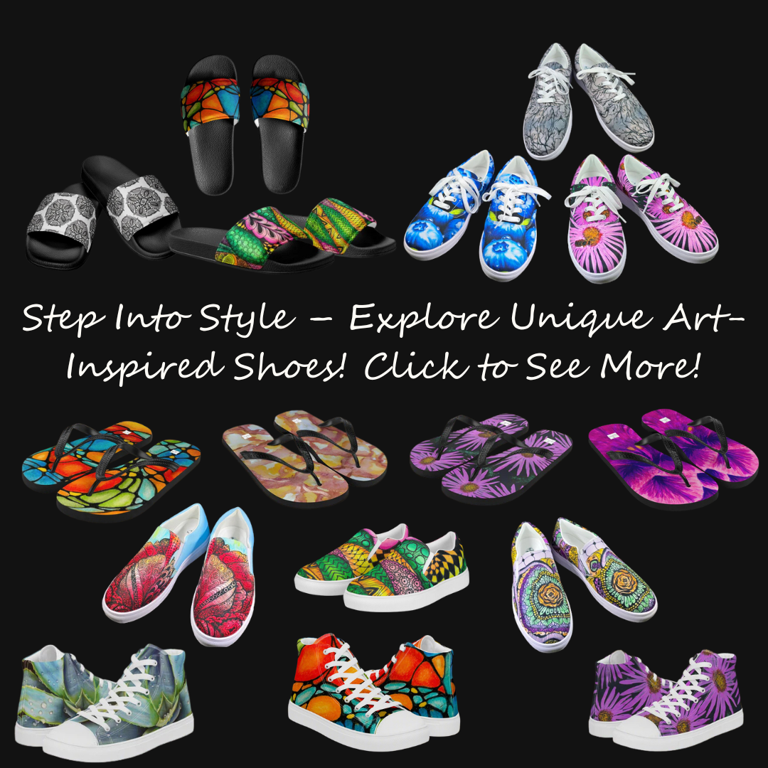 Step into style with unique art inspired shoes, designed by artist cathy dement