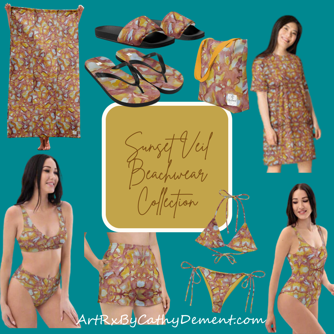 Sunset Veil Beachwear Collection – Abstract Watercolor Sunset Vibes