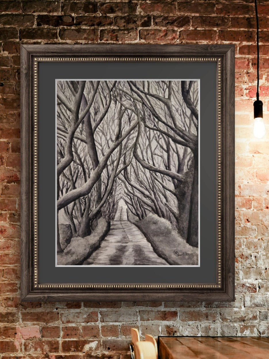 Tranquil Timber Trail: Forest Path Artwork Giclée Print