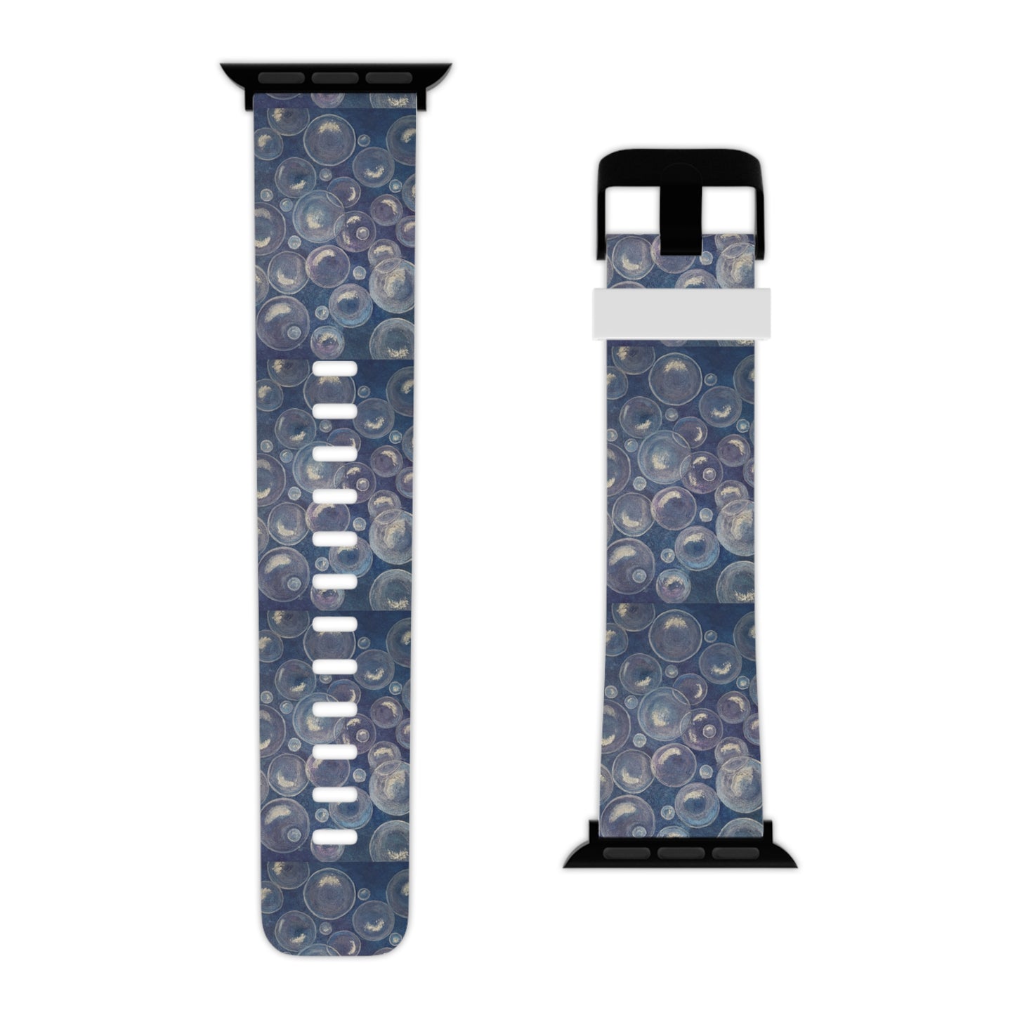 Watch Band for Apple Watch - Tranquil Reflections: Blue and White Reflective Bubble Design