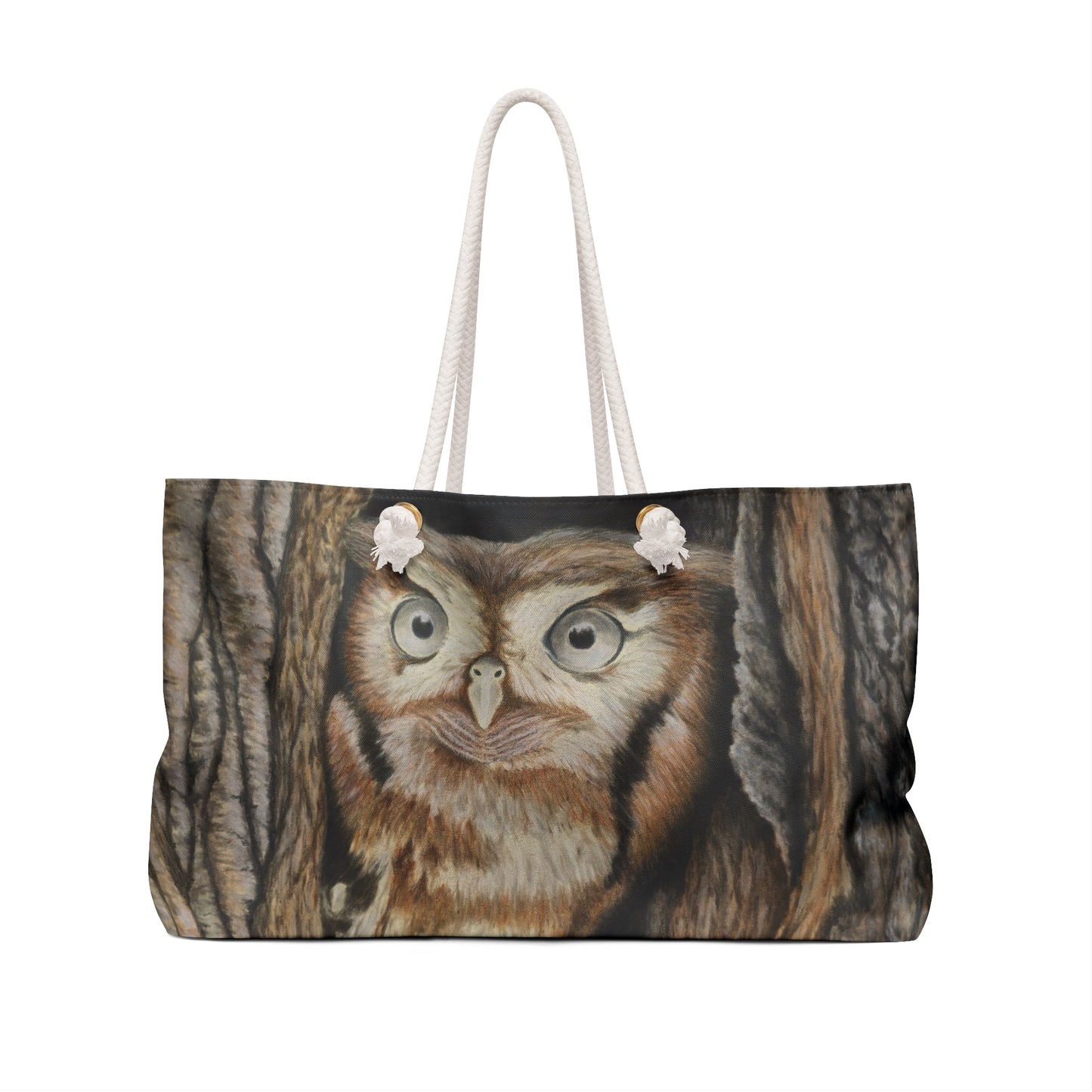 Owl Serenity: Owl in Tree Artwork Design Weekender Bag Tote