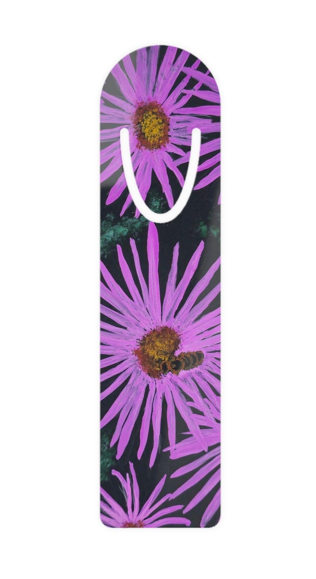 Purple Flower and Bee Metal Floral Bookmark