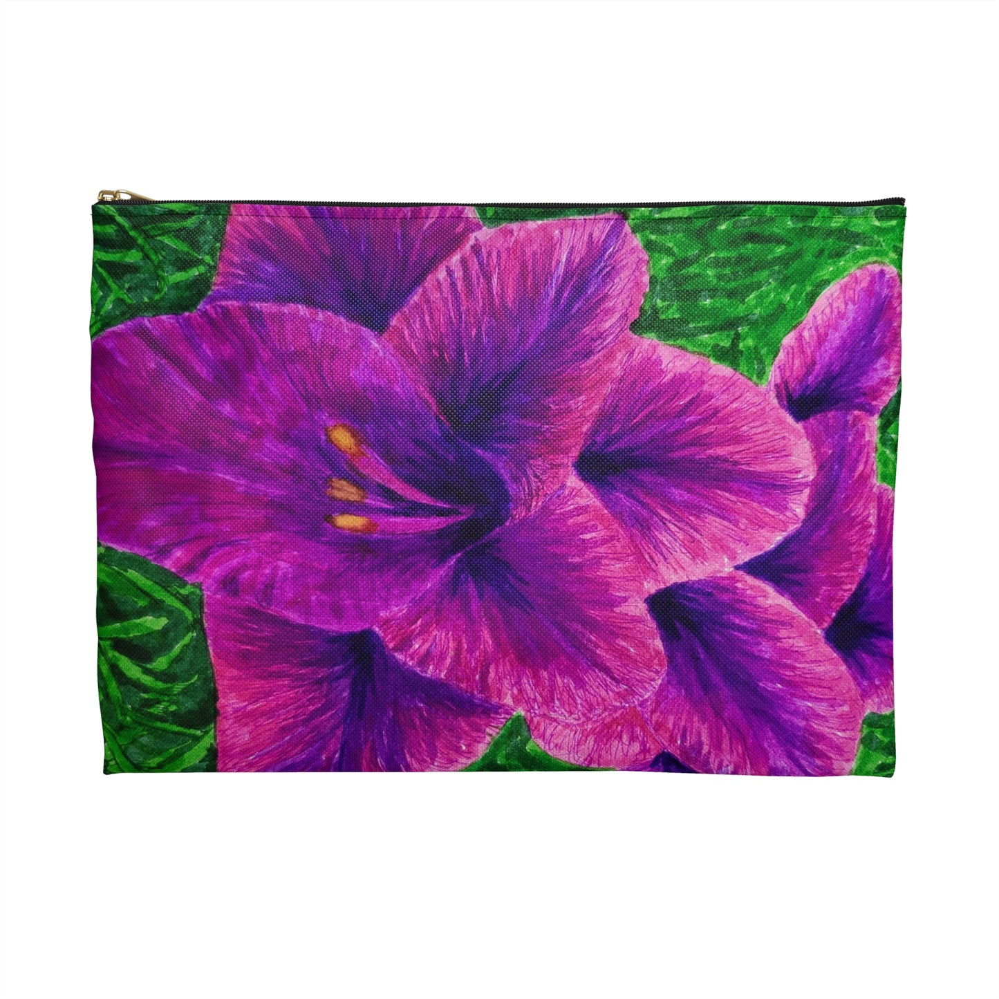 Accessory Pouch Bag - Royal Reverie: Purple Gladiola - Floral Artwork Design