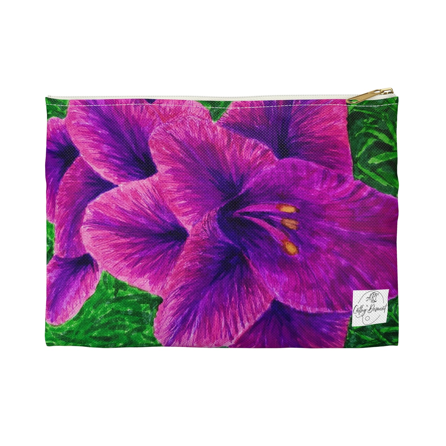 Accessory Pouch Bag - Royal Reverie: Purple Gladiola - Floral Artwork Design