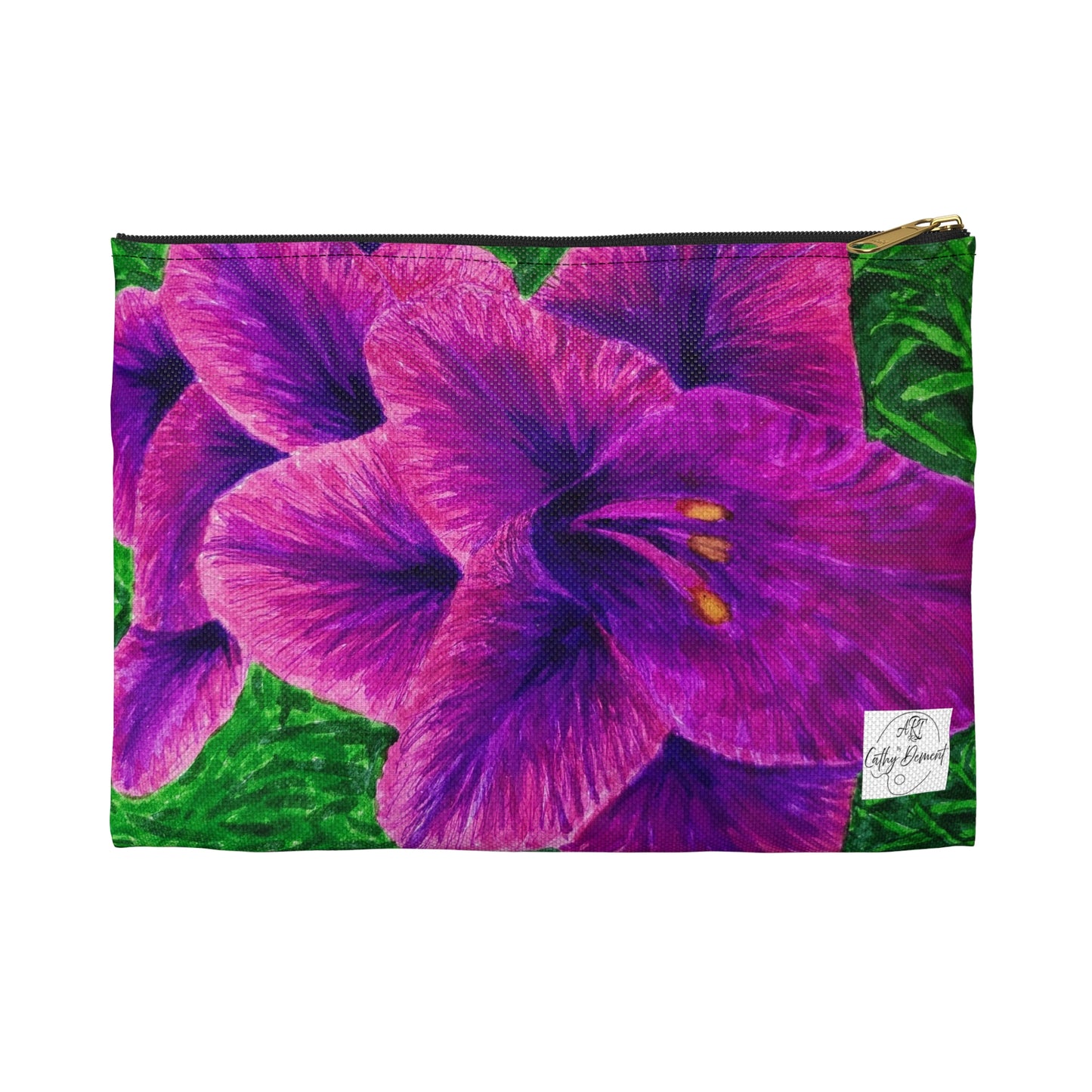 Accessory Pouch Bag - Royal Reverie: Purple Gladiola - Floral Artwork Design