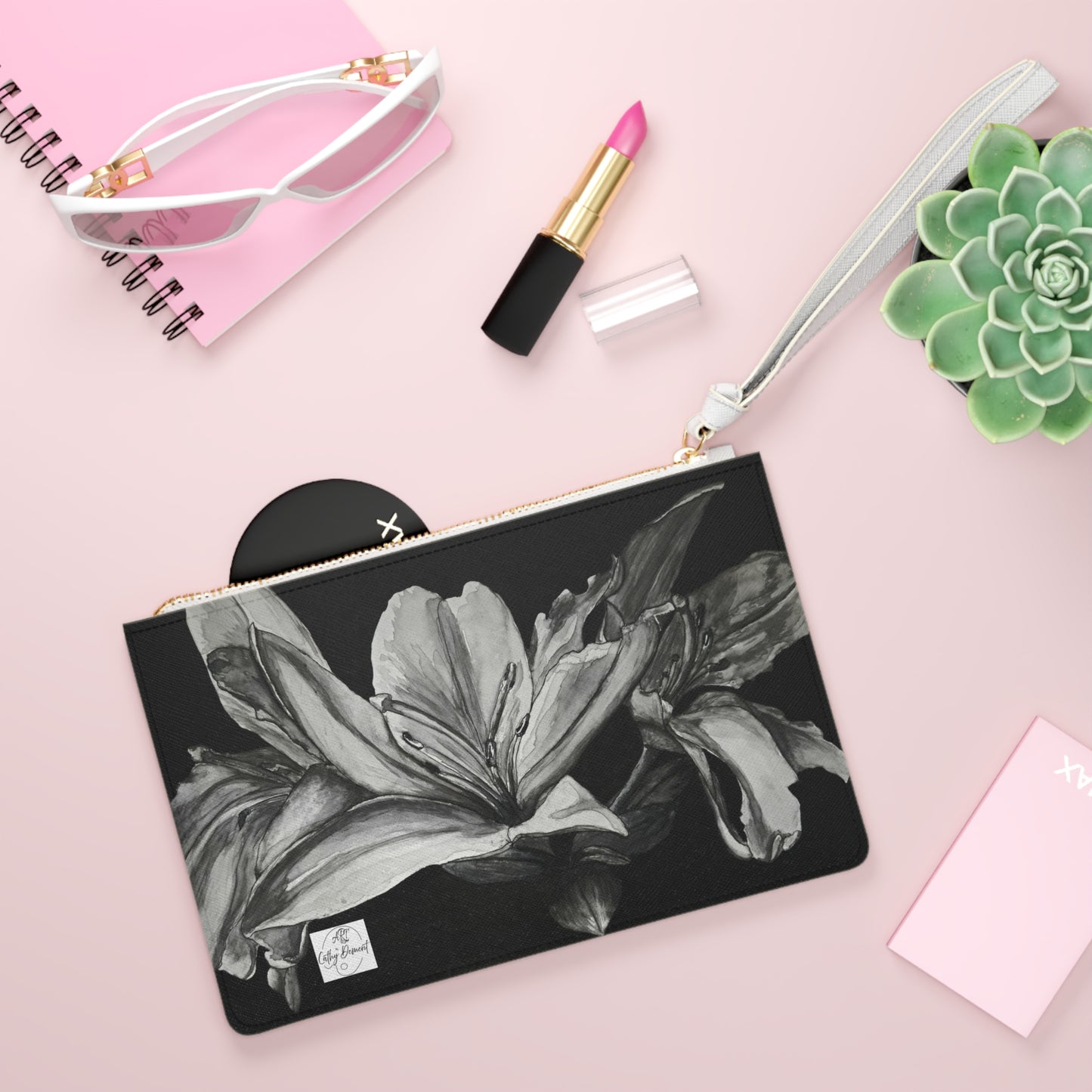 Floral Elegance: Lily Artwork Design Clutch Bag