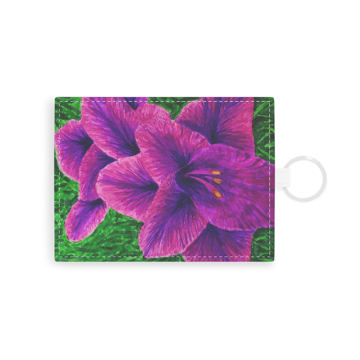 Card Holder - Royal Reverie: Purple Gladiola, Floral Artwork Design, Faux Leather