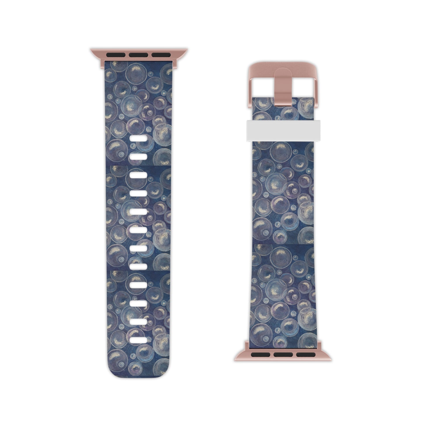 Watch Band for Apple Watch - Tranquil Reflections: Blue and White Reflective Bubble Design