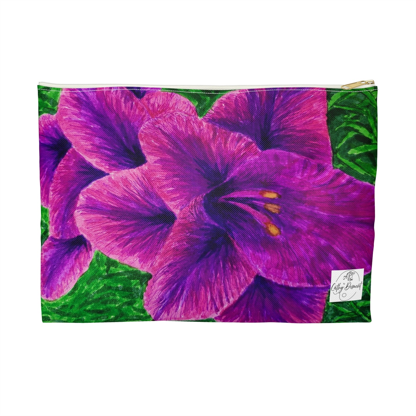 Accessory Pouch Bag - Royal Reverie: Purple Gladiola - Floral Artwork Design