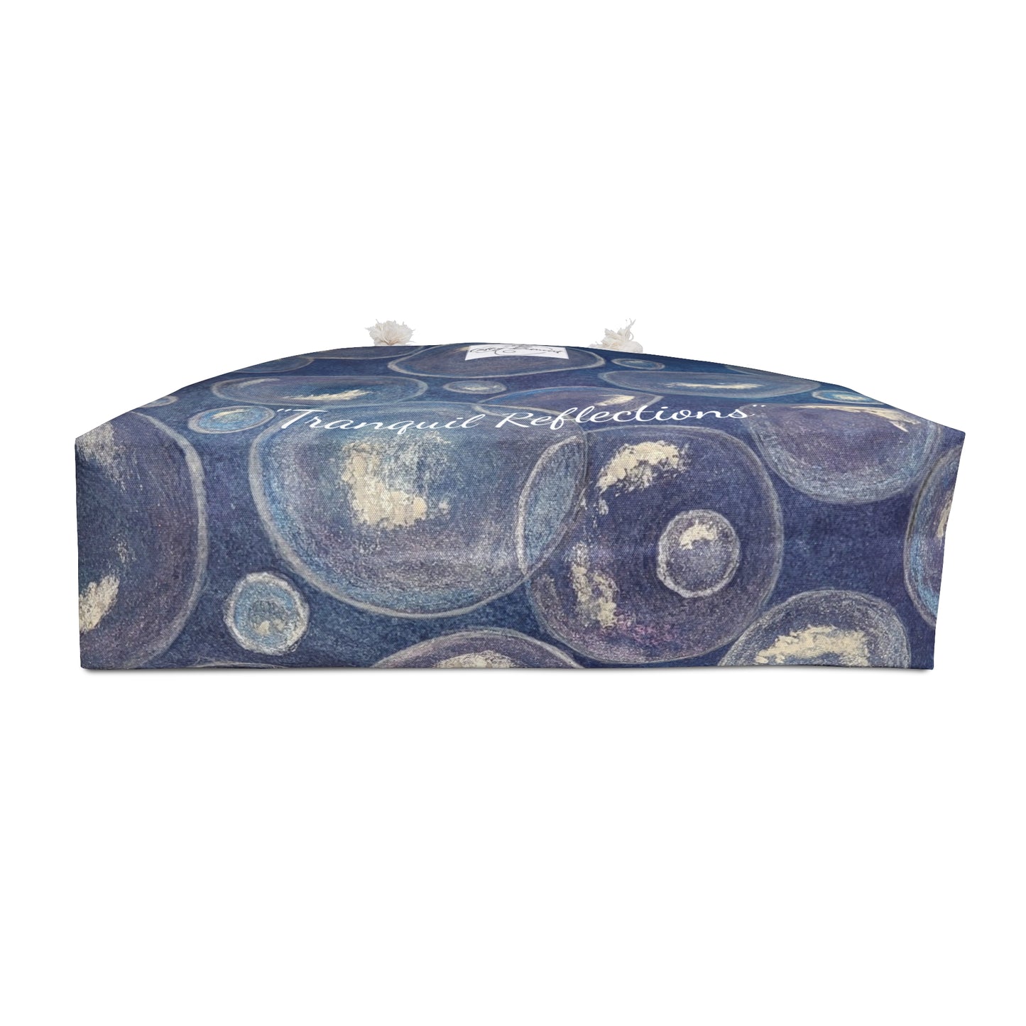 Weekender Bag Tote - Tranquil Reflections: Blue and White Bubbles Artwork Design