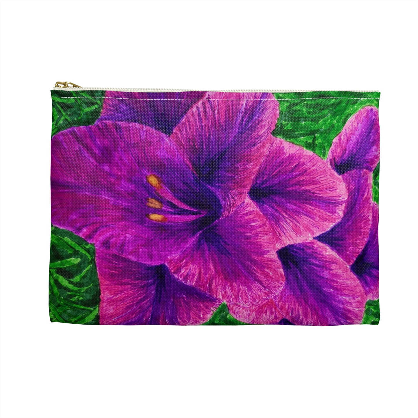 Accessory Pouch Bag - Royal Reverie: Purple Gladiola - Floral Artwork Design