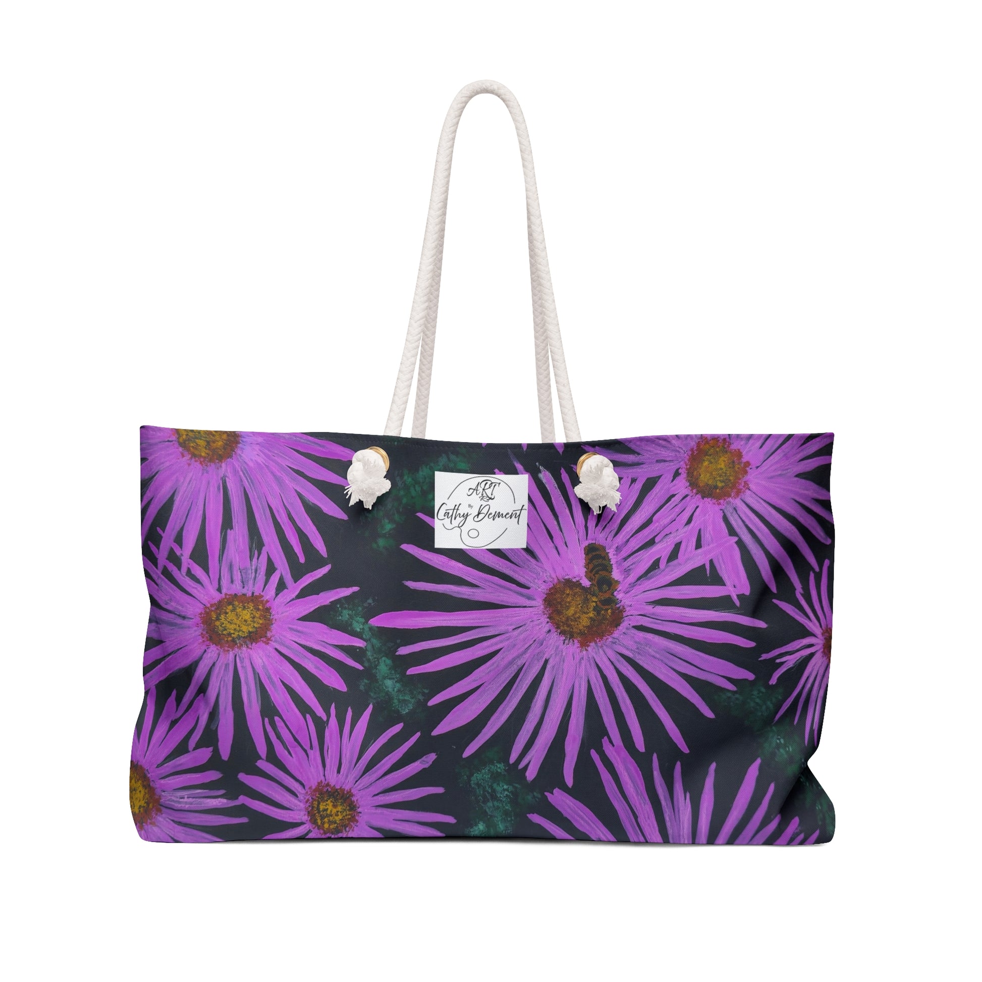 Zen Floral Bliss:  Floral Zentangle Artwork Design Weekender Bag Tote