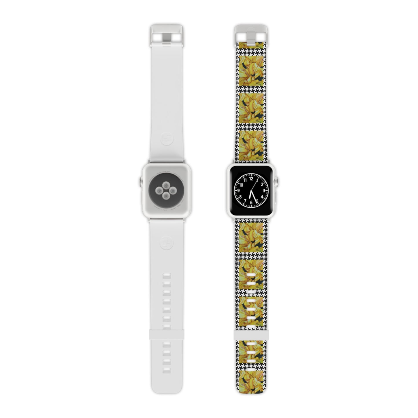 Watch Band for Apple Watch - Sunny Blooms - Yellow Gladiola Flowers with Houndstooth Artwork Design