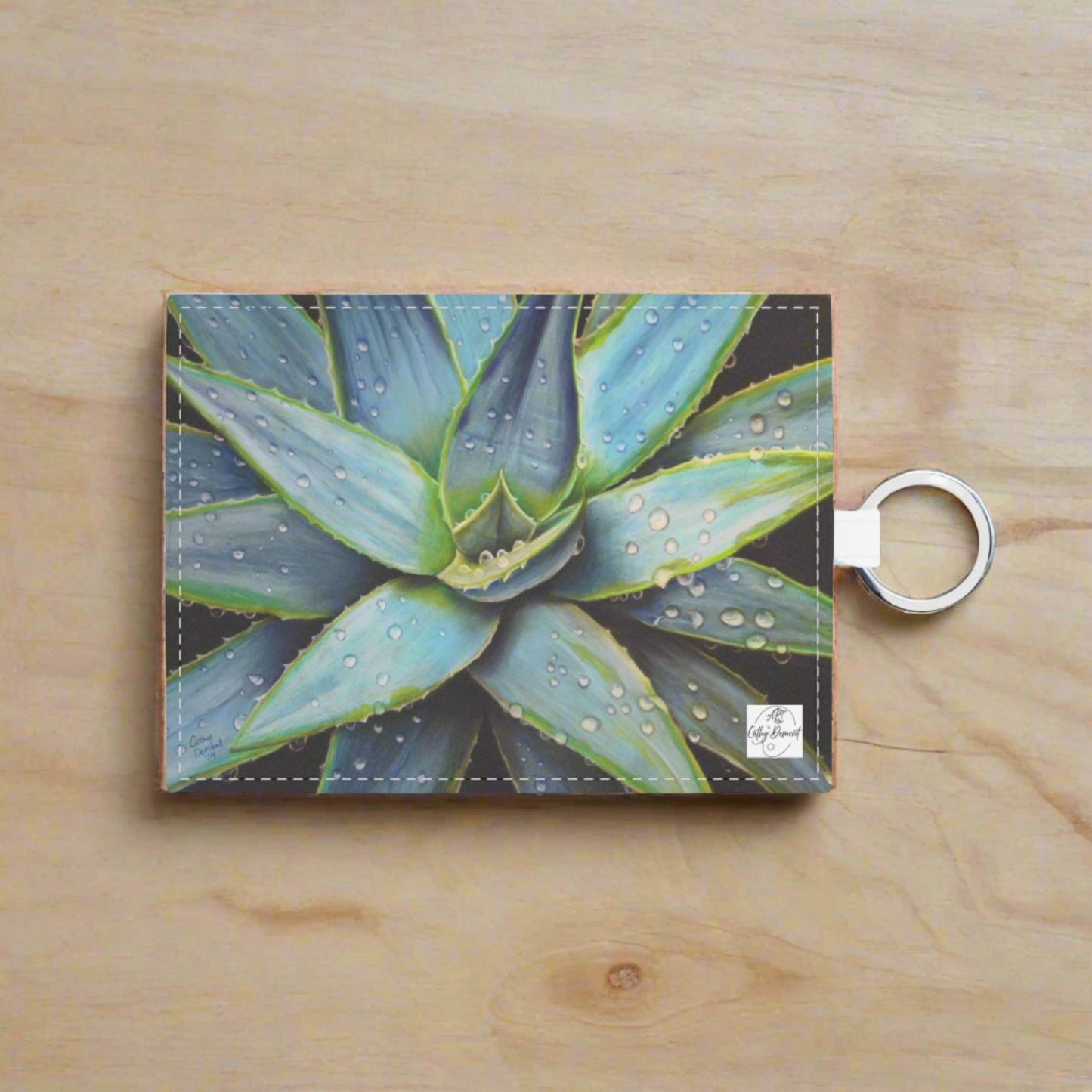 Dessert Jewel - Vibrant Agave Plant with Dew Drops Accessory Faux Leather Card Holder