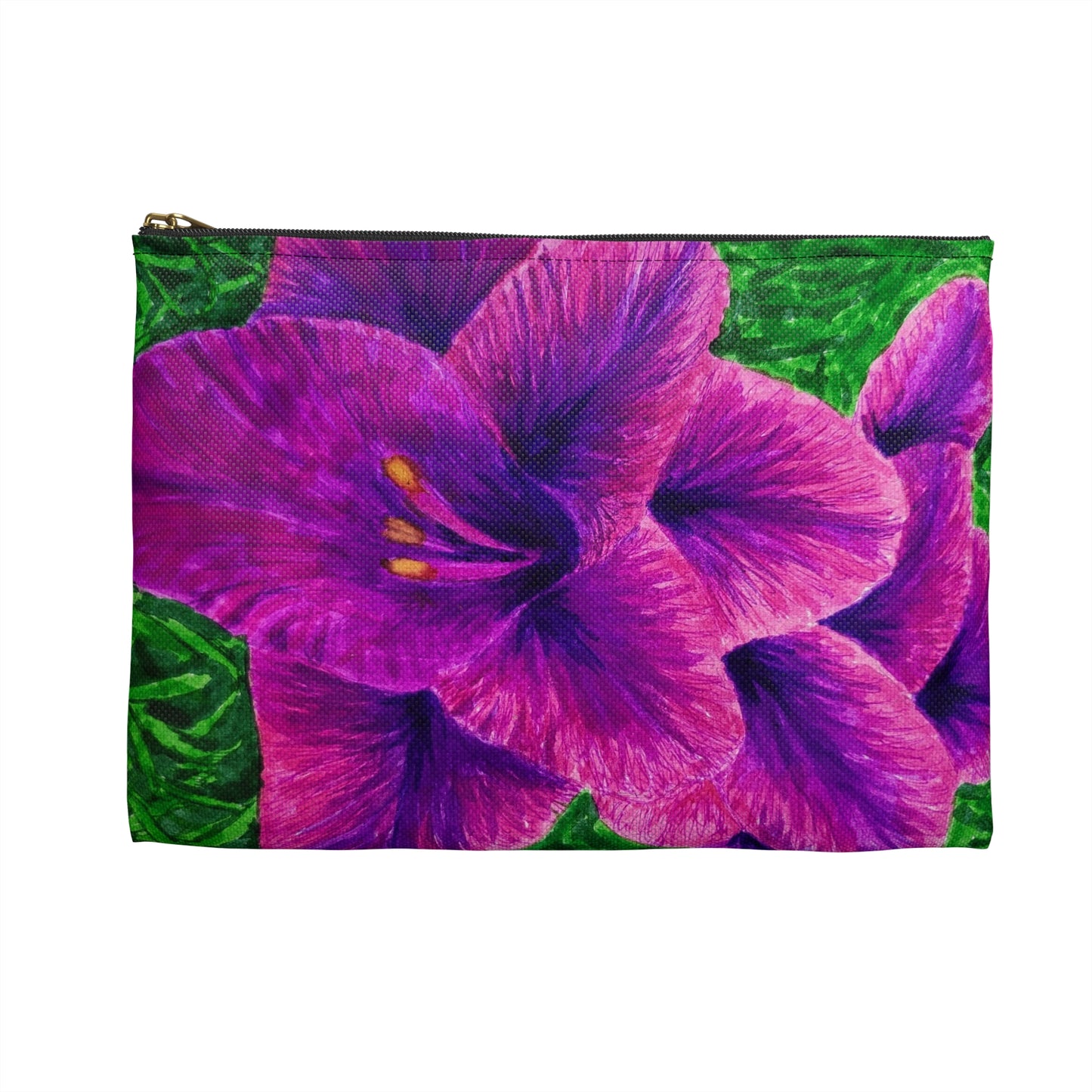 Accessory Pouch Bag - Royal Reverie: Purple Gladiola - Floral Artwork Design