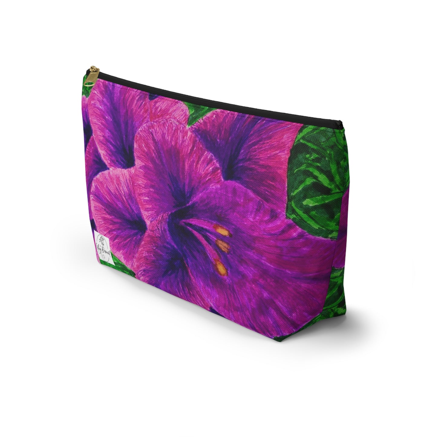 Accessory Pouch w T-bottom - Royal Reverie: Purple Gladiola - Floral Artwork Design