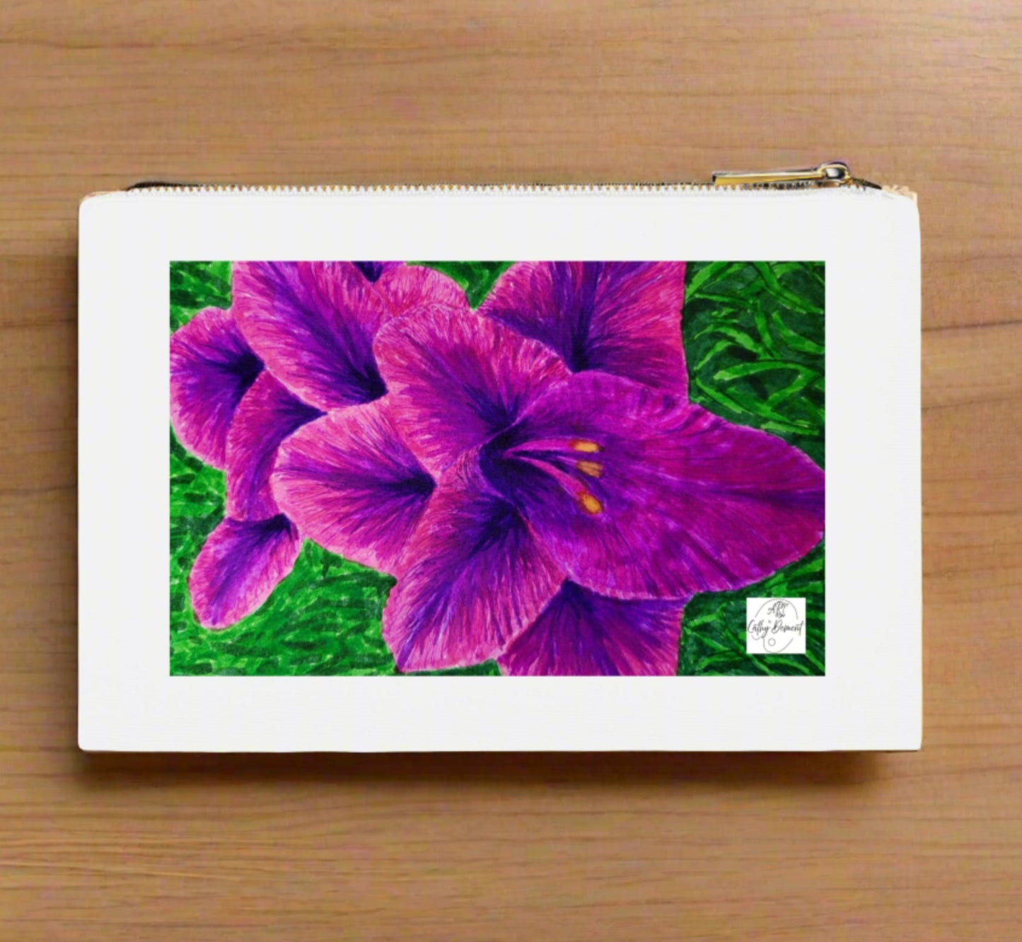 Royal Reverie: Purple Gladiola Artwork Cosmetic Bag