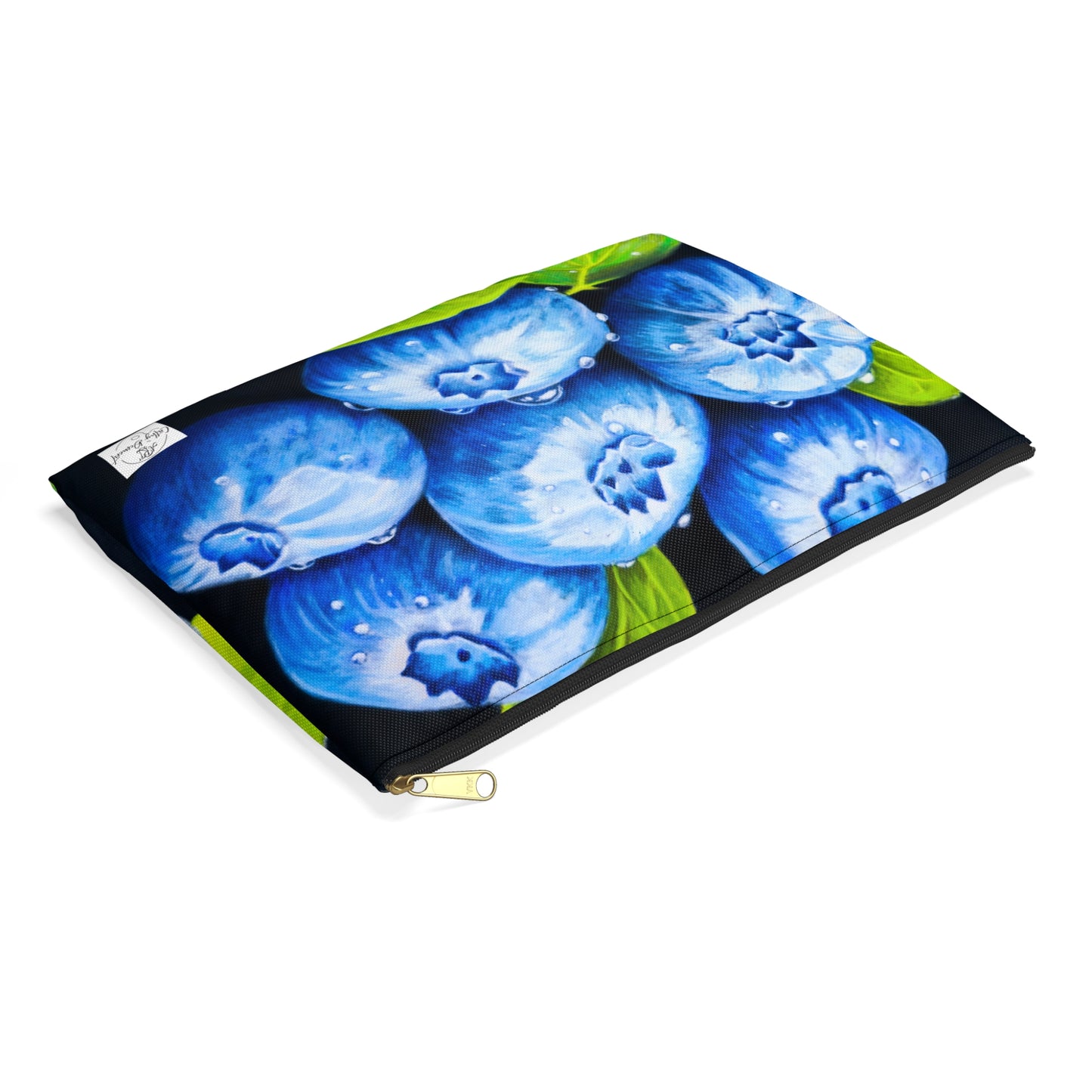 Blueberry Bliss - Berry Artwork with Dew Drops, Accessory Pouch, Colorful Zippered Bag, Artistic Clutch