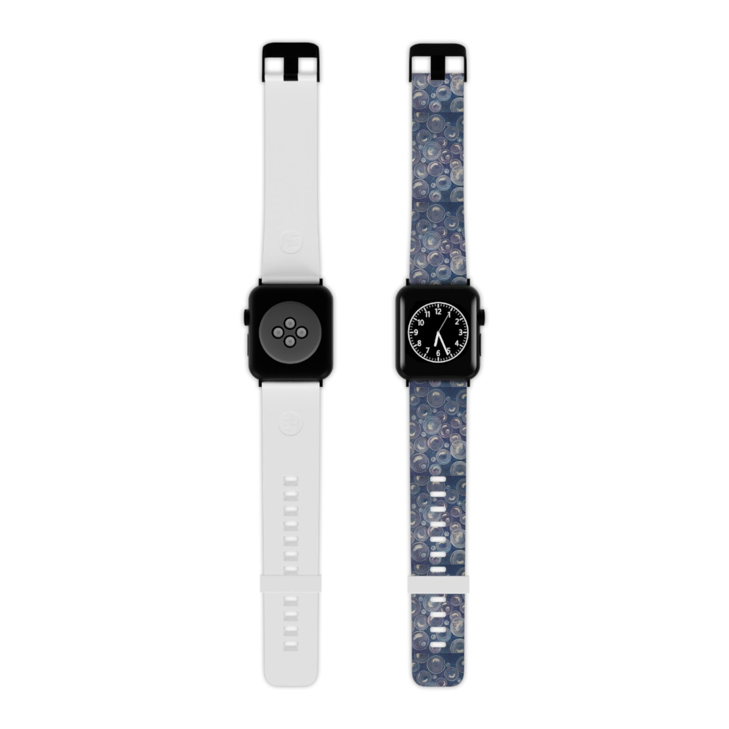 Watch Band for Apple Watch - Tranquil Reflections: Blue and White Reflective Bubble Design