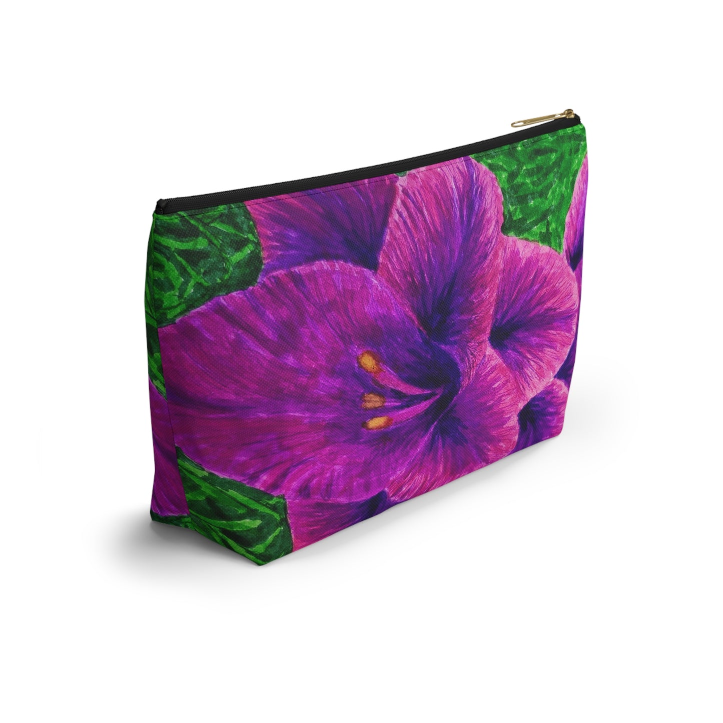 Accessory Pouch w T-bottom - Royal Reverie: Purple Gladiola - Floral Artwork Design