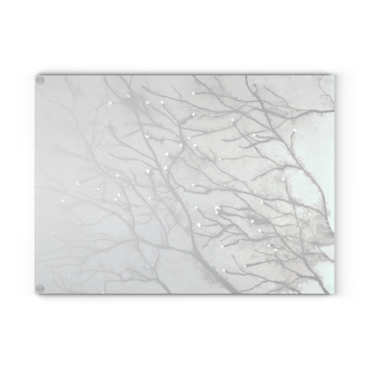 Glass Cutting Board - Tranquil Dawn, Misty Morning - Monochrome Nature-Inspired Kitchen Décor