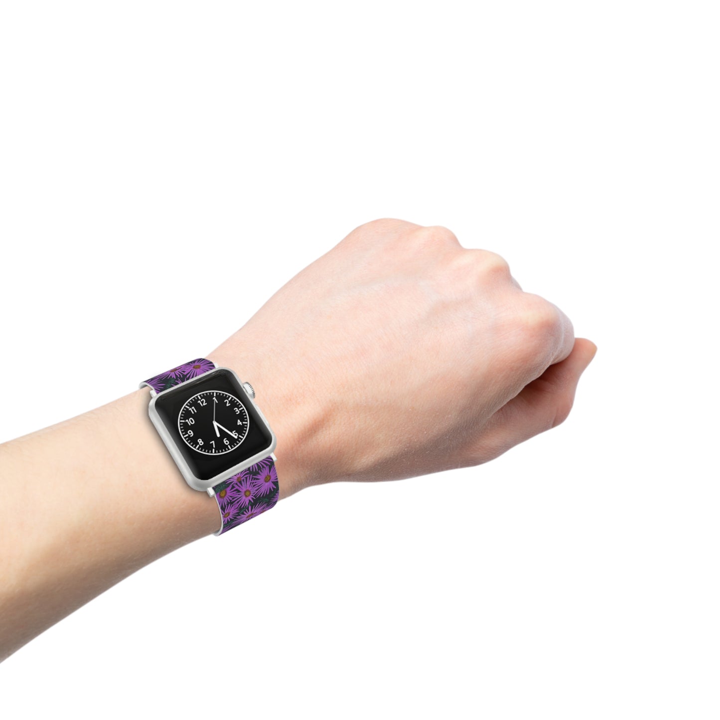 Watch Band for Apple Watch - Purple Flowers and Bee - Colorful Floral Artwork  Design