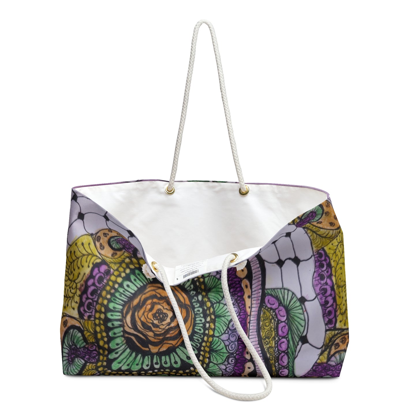 Weekender Bag Tote - Zen Floral Bliss - Colorful Zentangle Artwork Design