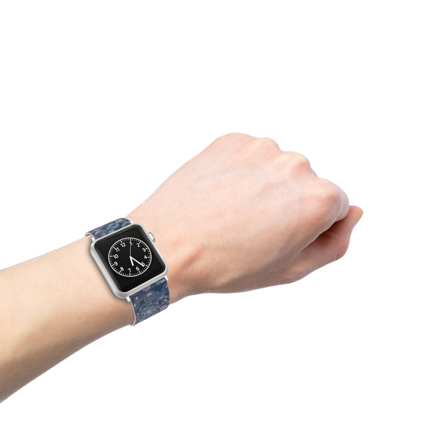 Watch Band for Apple Watch - Tranquil Reflections: Blue and White Reflective Bubble Design