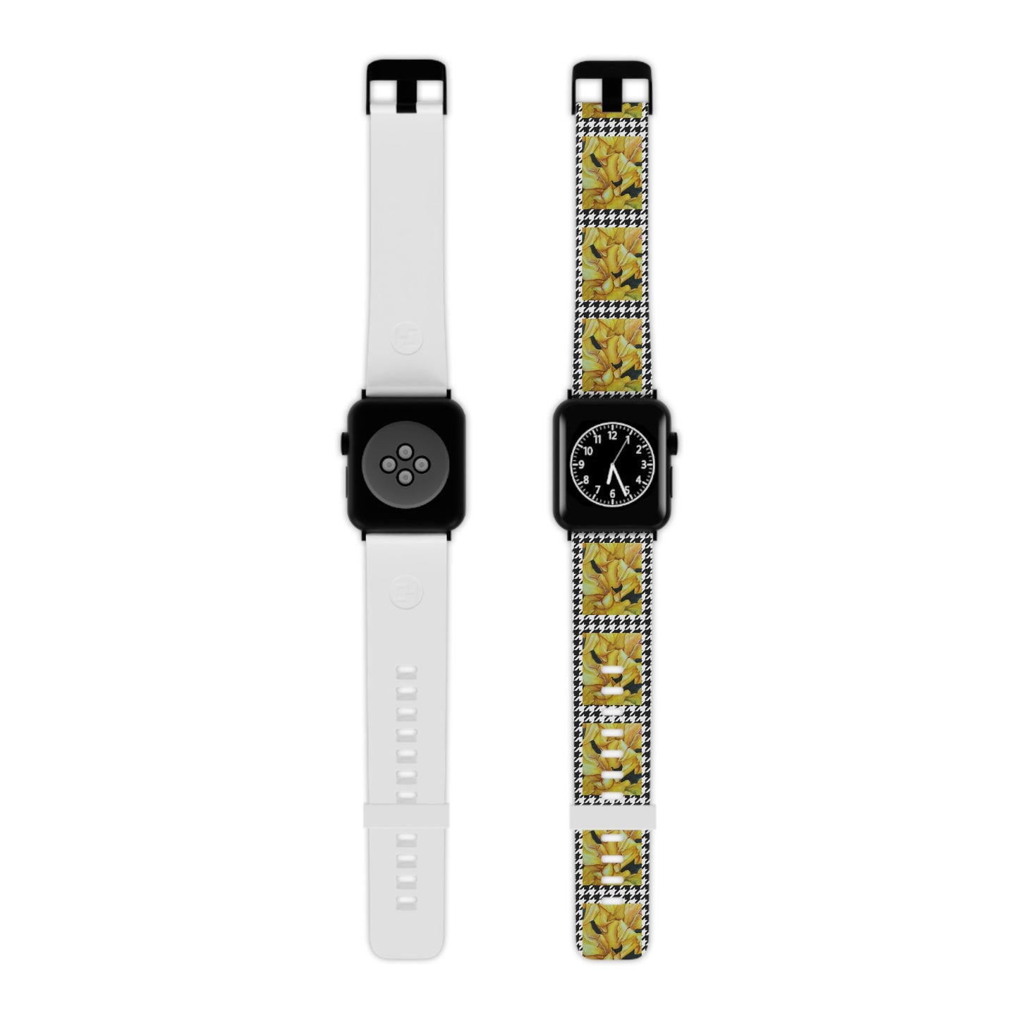 Watch Band for Apple Watch - Sunny Blooms - Yellow Gladiola Flowers with Houndstooth Artwork Design