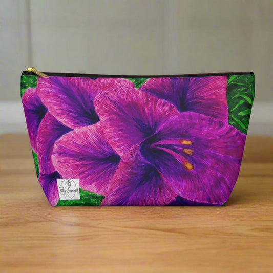 Royal Reverie: Purple Gladiola Artwork Accessory Pouch w T-bottom