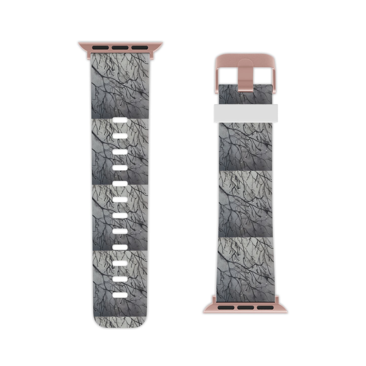 Tranquil Dawn Misty Morning - Serene Tree Branches with Dew Drops Design Watch Band for Apple Watch