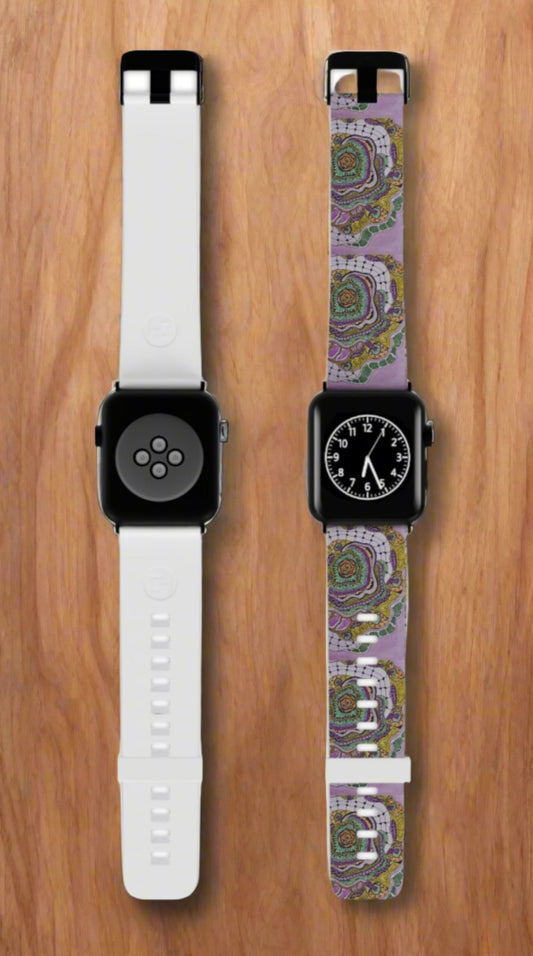 Zen Floral Bliss: Zentangle Design Watch Band for Apple Watch