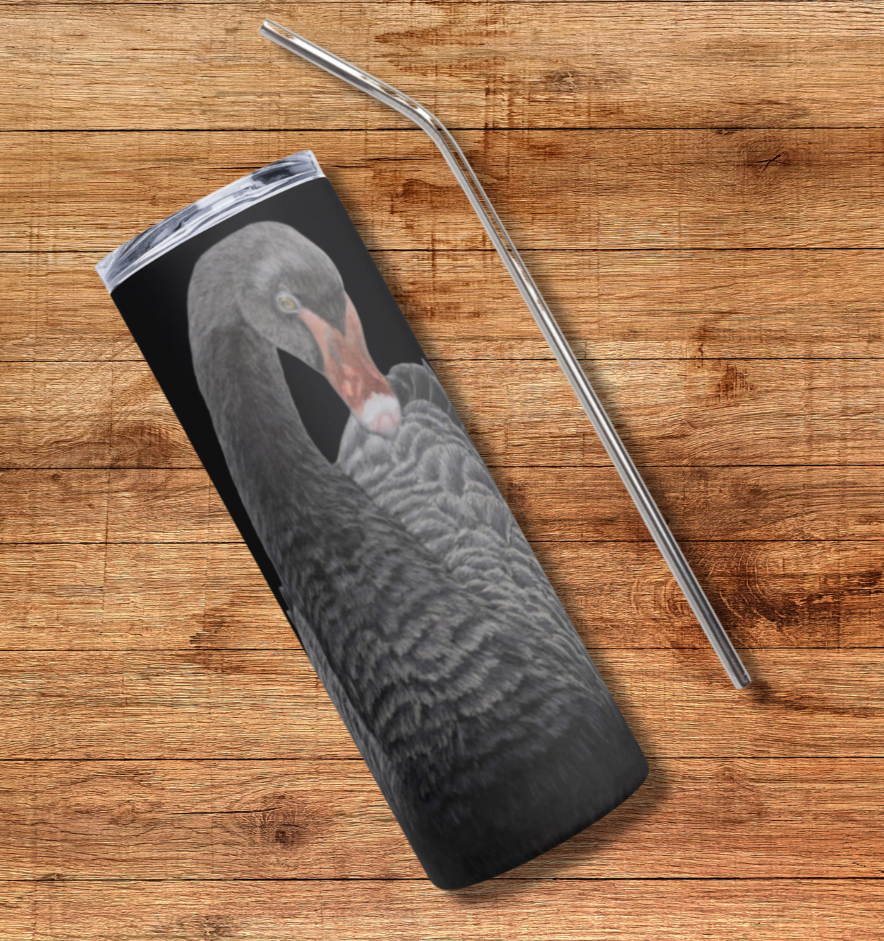 Midnight Majesty: Black Swan in Colored Pencils Stainless Steel Tumbler