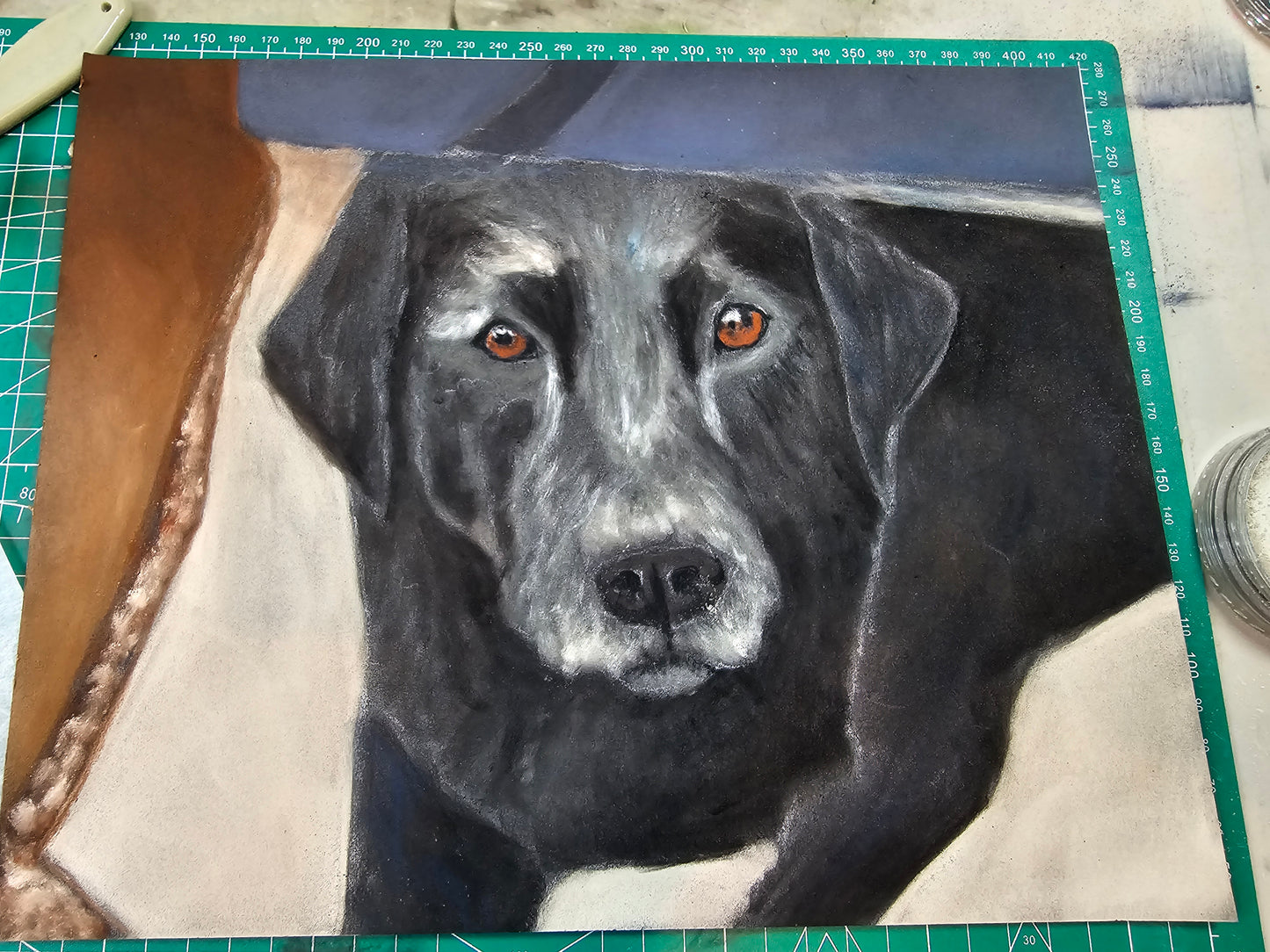 Original Artwork Pet Portrait (sold): Black Lab Mix Pastel Painting