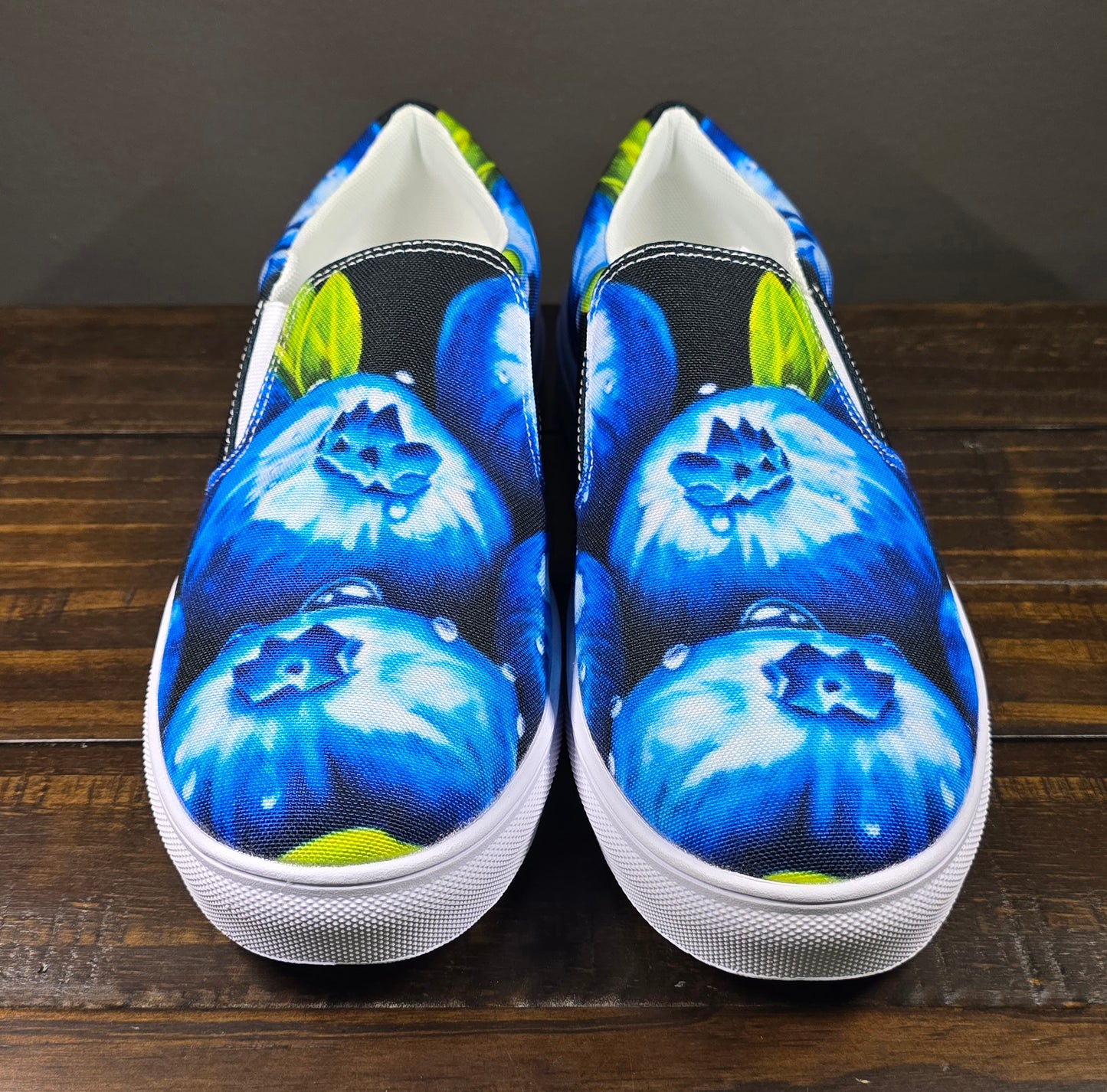 Women’s slip-on canvas shoes - Blueberry Bliss, Berry Artwork Design