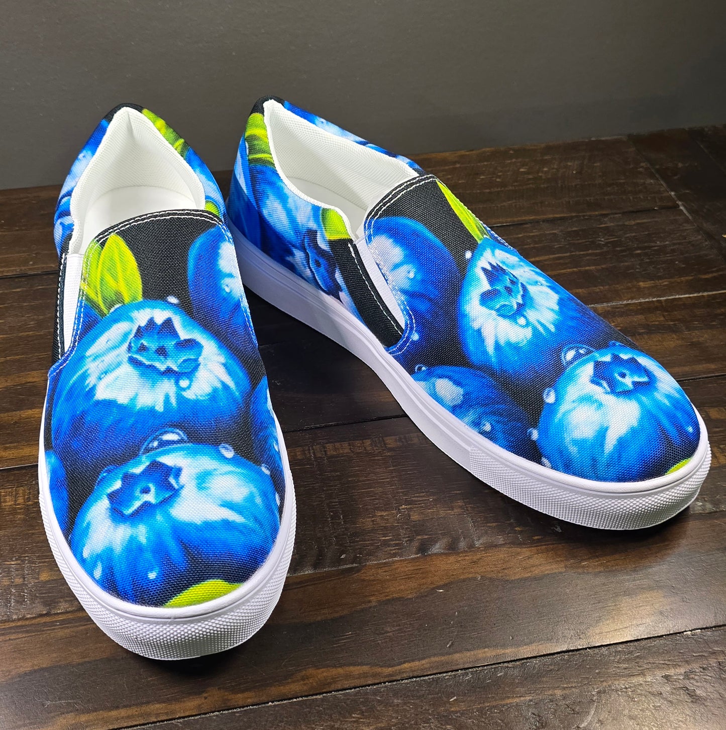 Women’s slip-on canvas shoes - Blueberry Bliss, Berry Artwork Design