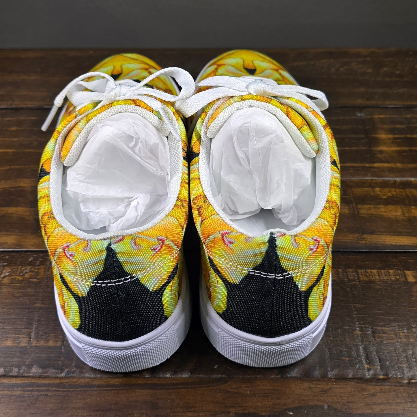 Women’s lace-up Canvas Shoes - Sunny Blooms, Yellow Gladiola Artwork