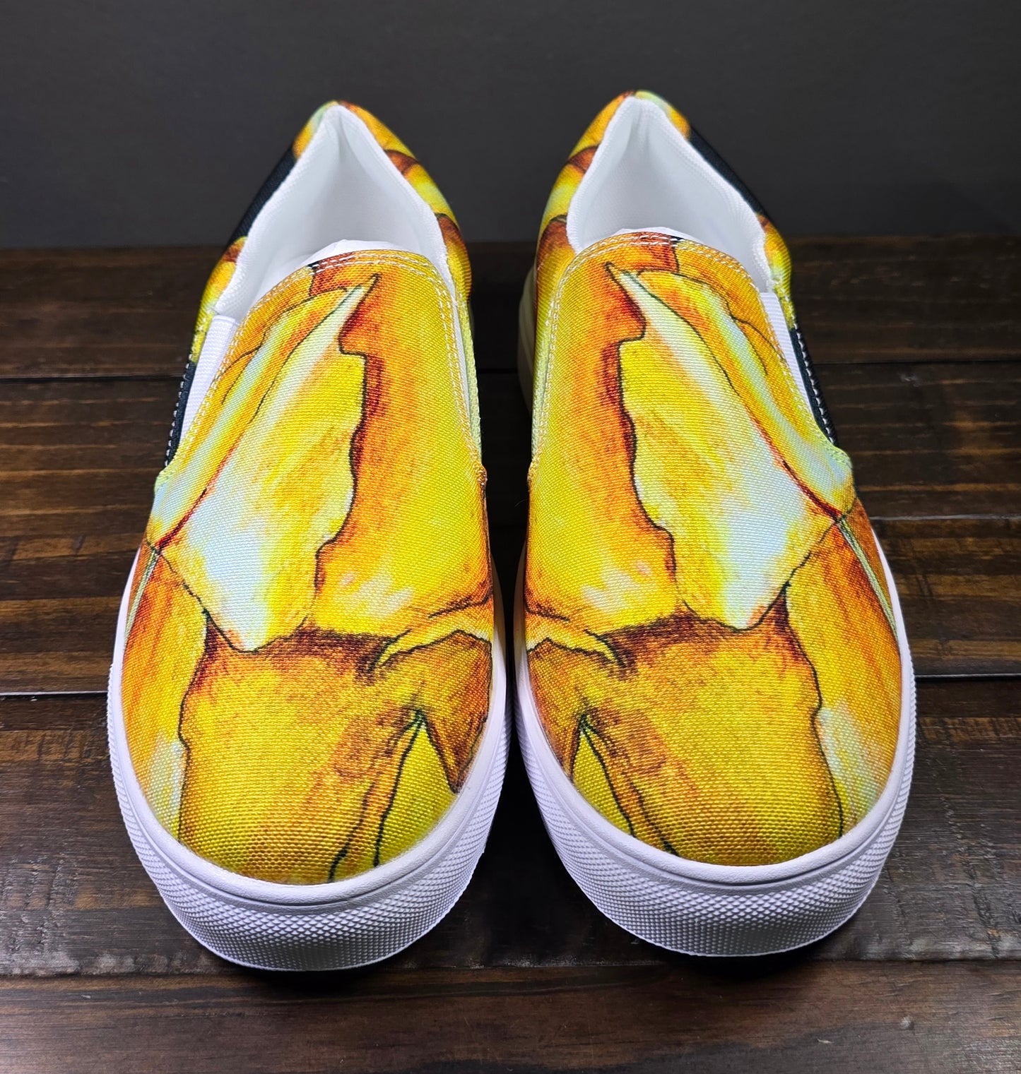 Women’s Slip-on Canvas Shoes - Sunny Blooms: Yellow Gladiola Artwork Design