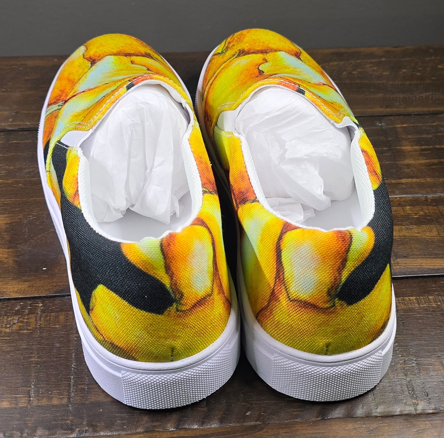 Women’s Slip-on Canvas Shoes - Sunny Blooms: Yellow Gladiola Artwork Design