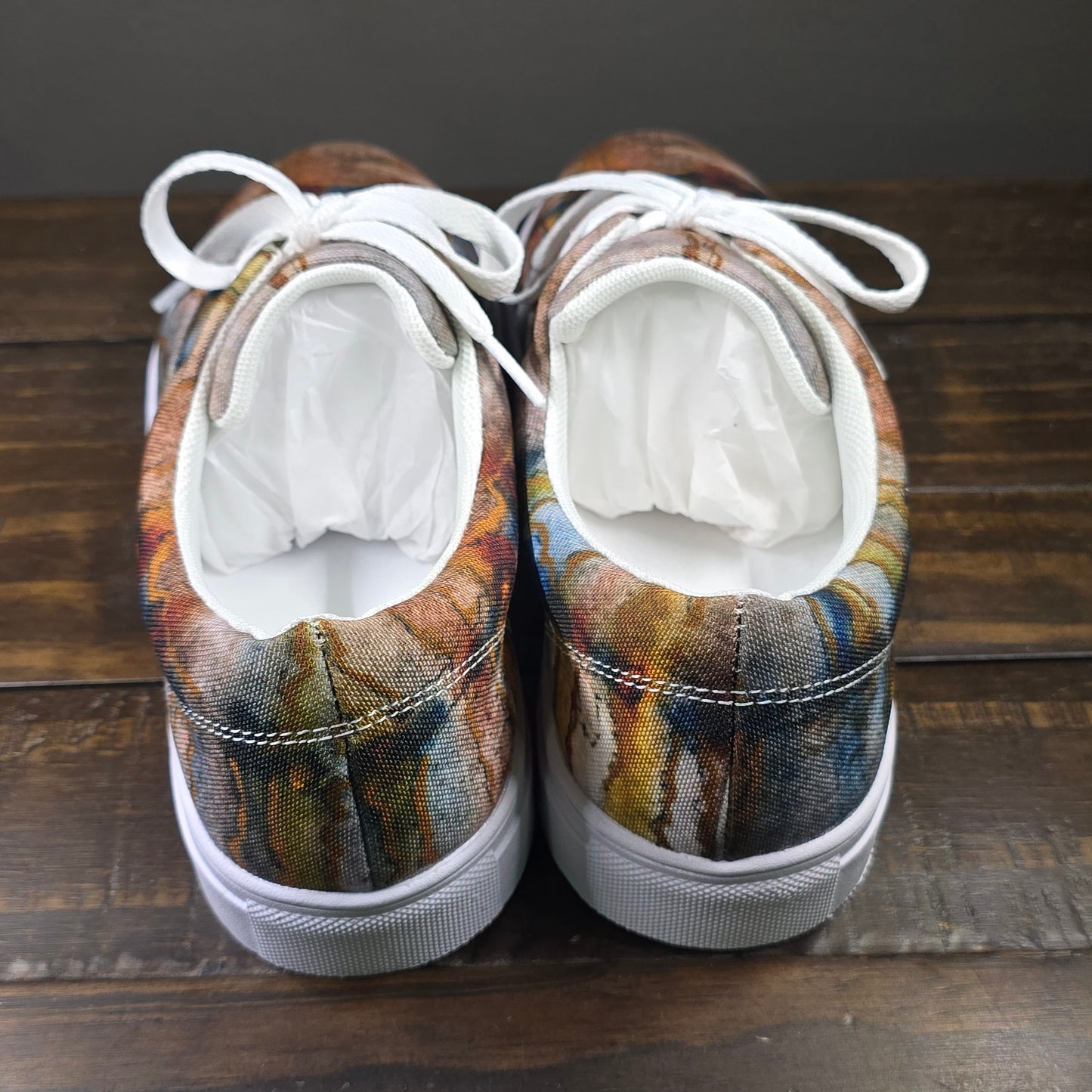 Women’s Lace-up Canvas Shoes - Twilight Reflections, Abstract Sunset Artwork