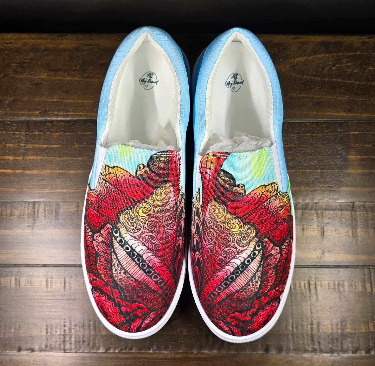 Women’s Slip-on Canvas Shoes: Zen Floral Harmony Intricate Zen-Tangle Flower Art