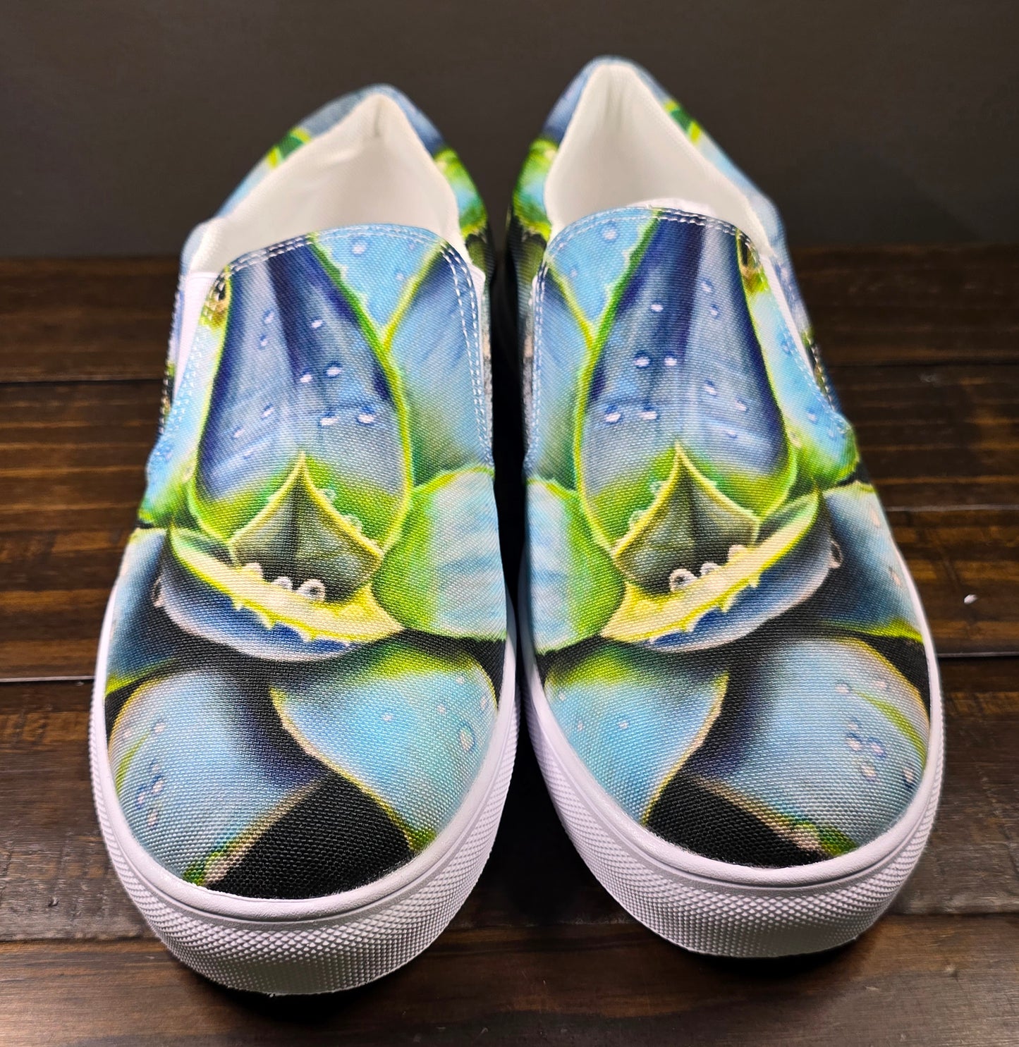 Women’s Slip-on Canvas Shoes - Desert Jewel, Colorful Agave Plant Artwork Design