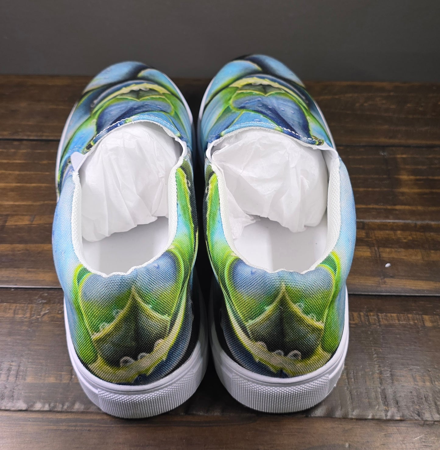 Women’s Slip-on Canvas Shoes - Desert Jewel, Colorful Agave Plant Artwork Design