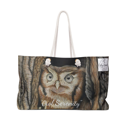 Owl Serenity: Owl in Tree Artwork Design Weekender Bag Tote