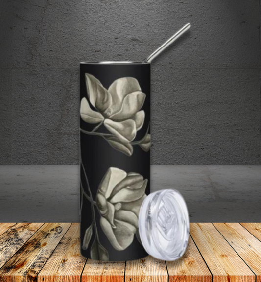 Midnight Magnolias: Original Watercolor Artwork Stainless Steel Tumbler